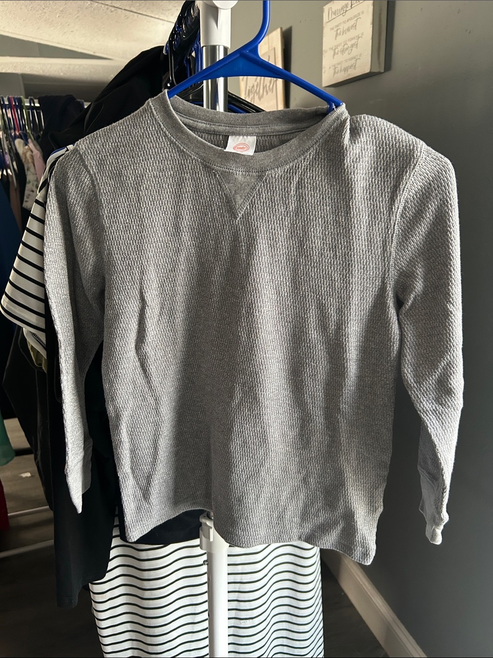 wonder nation Gray Waffle-Knit Long-Sleeve Top